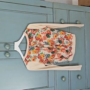 Anthropologie HWR Mixed Media Floral Back Sweater